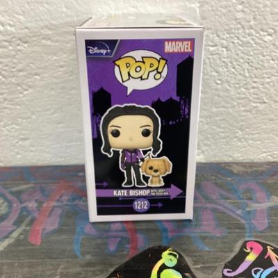 Funko pops Hawkeye, Kate bishop weâ€™re lucky the pizza dog 1212