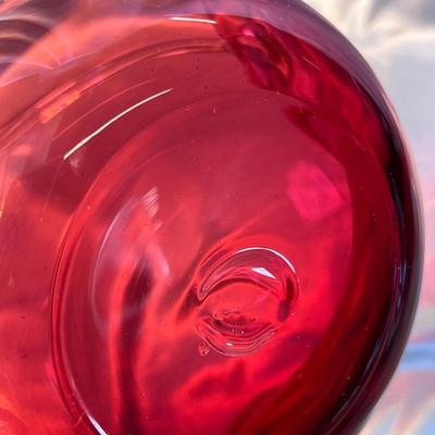 Cranberry Artglass Basket
