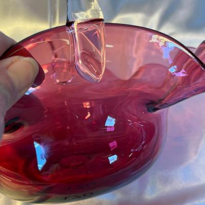 Cranberry Artglass Basket