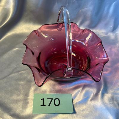 Cranberry Artglass Basket