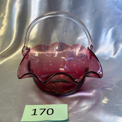 Cranberry Artglass Basket