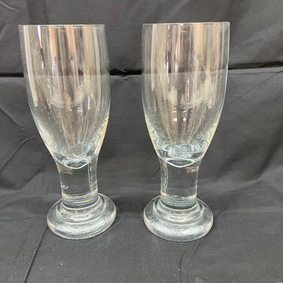 Chunky Wine Glasses Pair Wedding 8" Crystal Glass Goblets
