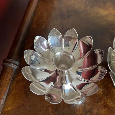 Reed and Barton Silverplated #3001 Lily Candleholders and Frog