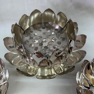 Reed and Barton Silverplated #3001 Lily Candleholders and Frog