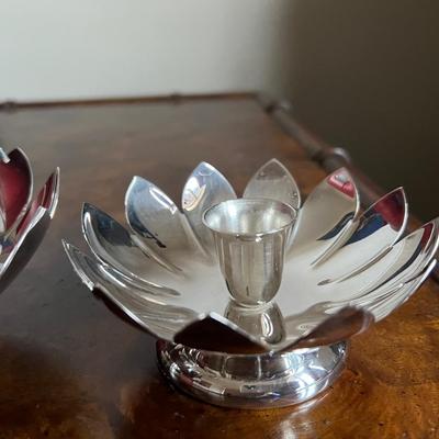 Reed and Barton Silverplated #3001 Lily Candleholders and Frog