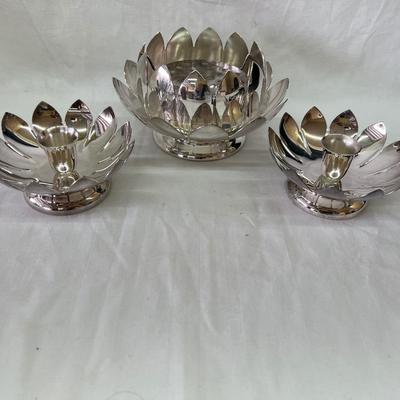 Reed and Barton Silverplated #3001 Lily Candleholders and Frog