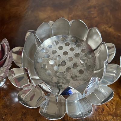 Reed and Barton Silverplated #3001 Lily Candleholders and Frog