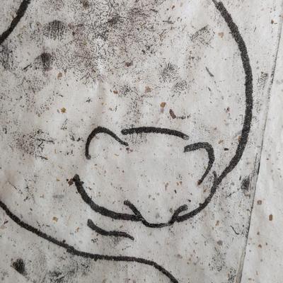Adorable Signed Block Print Art by RS(?)