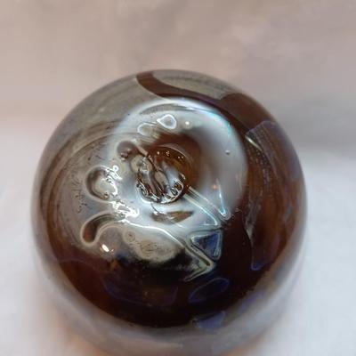 Vintage Studio Art Glass Iridescent Vase Signed S. West 1974 4.5"