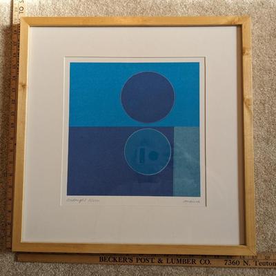 Signed Original 1990s Abstract Geometric Lithograph MIDNIGHT MOON by Amaina