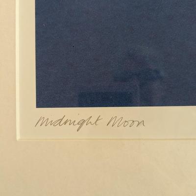 Signed Original 1990s Abstract Geometric Lithograph MIDNIGHT MOON by Amaina