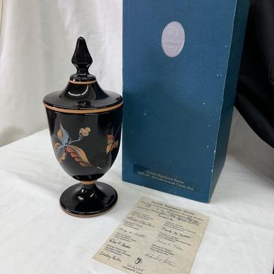 Fenton #7380 A.W. Autumn Leaves Candy Box 9" 1994