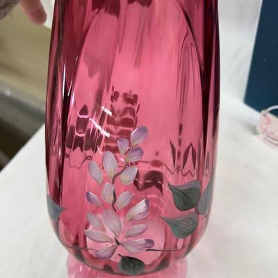 Fenton Country Cranberry with Pure Gold Trim #207 1993 10 1/2" Lovely Vase
