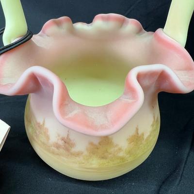 Fenton Burmese 6" Uranium Pure Gold Mix #7732 QD Handpainted Scalloped Lovely Basket Vase 6"