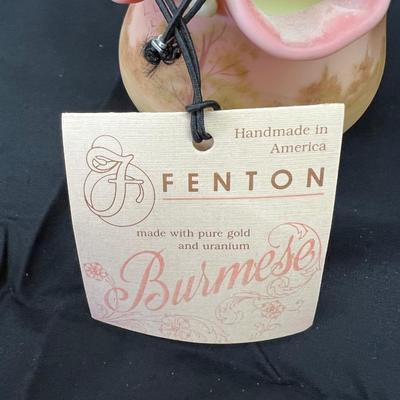 Fenton Burmese 6" Uranium Pure Gold Mix #7732 QD Handpainted Scalloped Lovely Basket Vase 6"