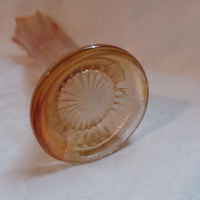 Fenton Iridescent Ribbed 6 fingered Marigold Swung Vase
