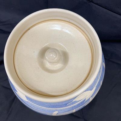 Blue White Ceramic Art Cookie Jar by Bryan