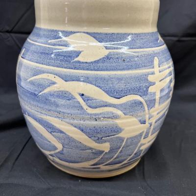 Blue White Ceramic Art Cookie Jar by Bryan