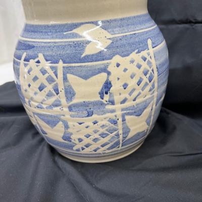 Blue White Ceramic Art Cookie Jar by Bryan