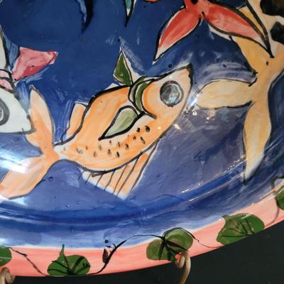Hand Painted, Signed Ceramic Bowls, Platter and Jars (K-CE)