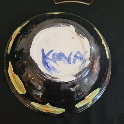 Hand Painted, Signed Ceramic Bowls, Platter and Jars (K-CE)