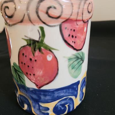 Hand Painted, Signed Ceramic Bowls, Platter and Jars (K-CE)