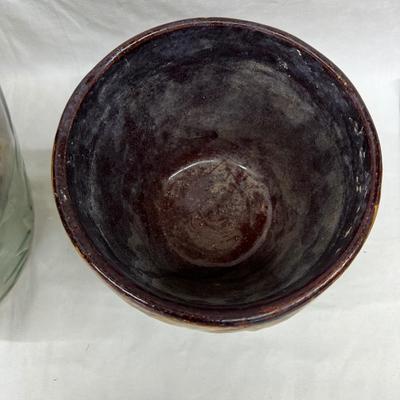 Vintage RPP McCoy Sun & Moon Green Brown Drip PLanters 10"
