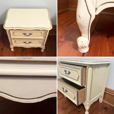 Pair (2) ~ Antique White Finish French Provencial Nightstands