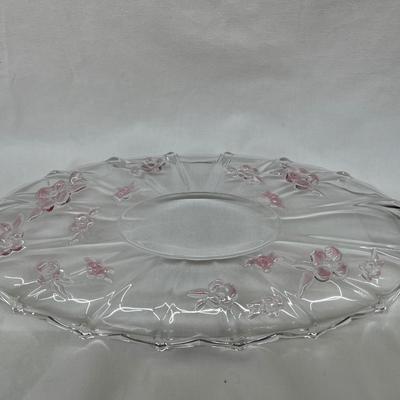 Original Mikasa Crystal 15" German Dogwood Pink Serving Plate Platter