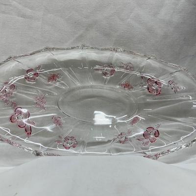 Original Mikasa Crystal 15" German Dogwood Pink Serving Plate Platter