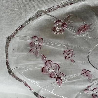 Original Mikasa Crystal 15" German Dogwood Pink Serving Plate Platter