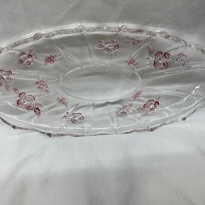 Original Mikasa Crystal 15" German Dogwood Pink Serving Plate Platter