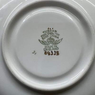 Tuscan Fine English Bone China Floral Bright Cheeful Cup and Saucer Gold Trimmed Numbered Made in England