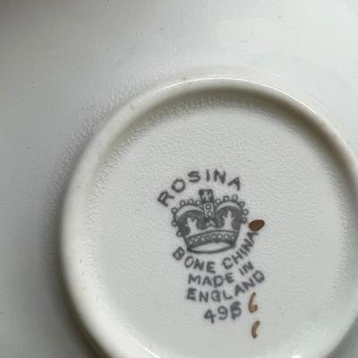 Rosina Bone China Made in Enland Numbered Lovely Floral Yellow Gold Trimmed