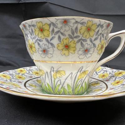 Rosina Bone China Made in Enland Numbered Lovely Floral Yellow Gold Trimmed