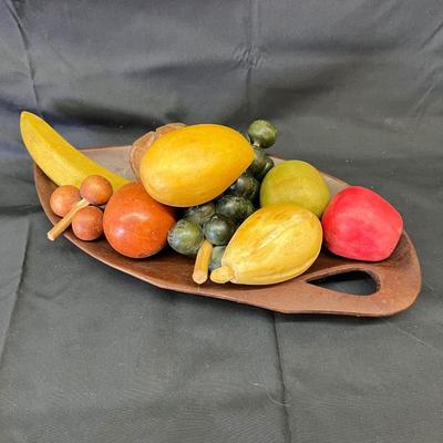 Original Mid-Century Wooden Fruit Centerpiece