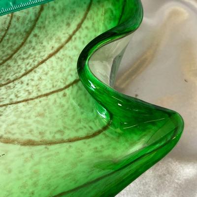 Murano Gold & Green Swirl Bowl