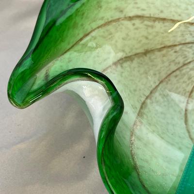 Murano Gold & Green Swirl Bowl