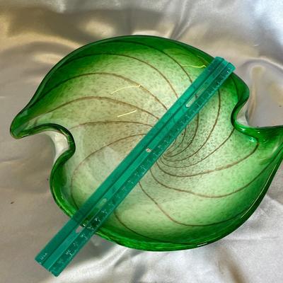 Murano Gold & Green Swirl Bowl