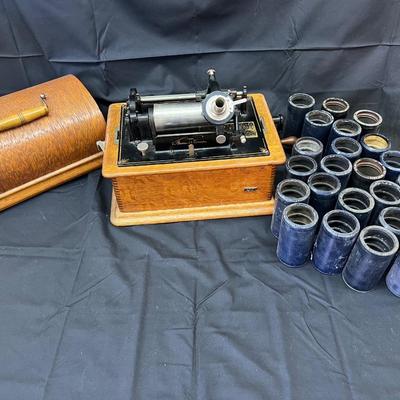 Rare Thomas Edison Reproducer and Cylinders 1912 Antique