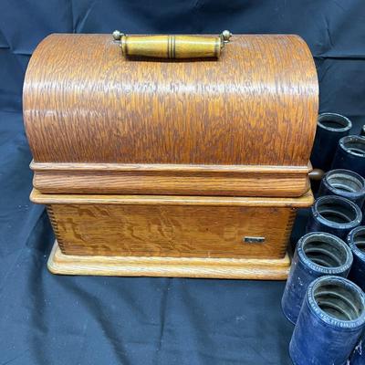 Rare Thomas Edison Reproducer and Cylinders 1912 Antique