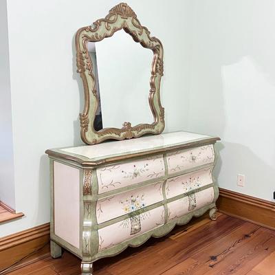 Wooden Floral Decor Mirrored Dresser ~ *Read Details