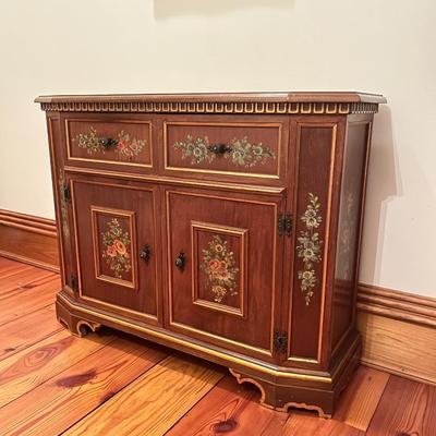 Solid Wood Floral Painted Console/Cabinet