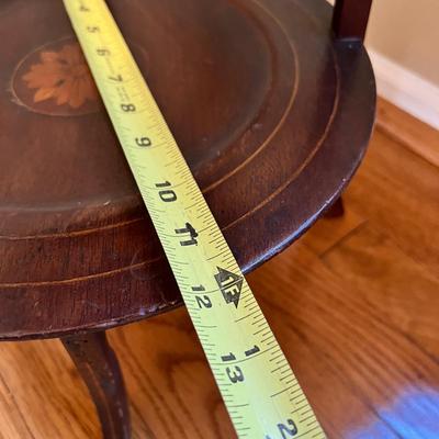 Antique Inlaid Wood 3 Tiered Cake Stand Etagere