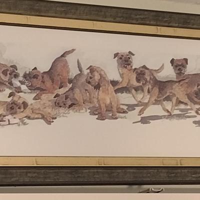 Framed Art Numbered and Signed Print Border Terriers by Enid Groves