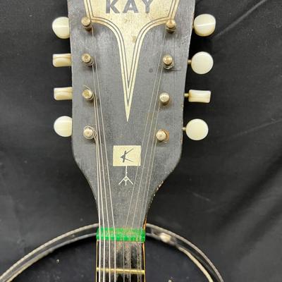 Vintage Kay Mandolin F Hole Case Strap Sunburst