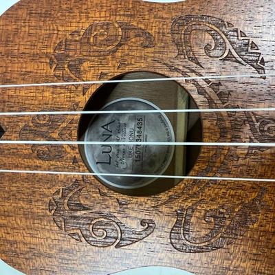 Luna Dukes Ukulele Carved Wood Like New