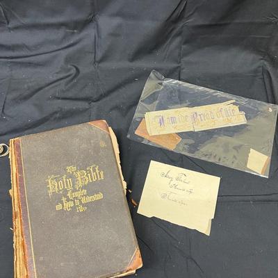 Antique Family Bible and Bookmark