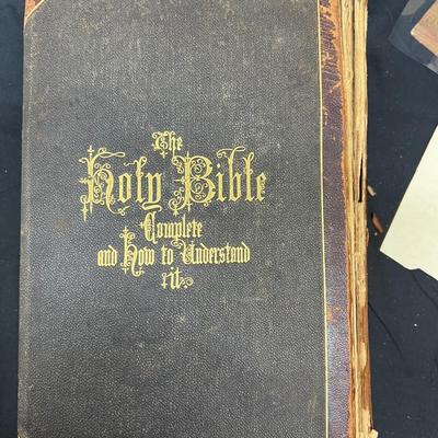 Antique Family Bible and Bookmark