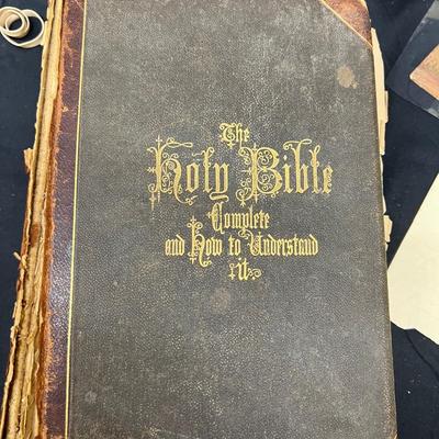 Antique Family Bible and Bookmark